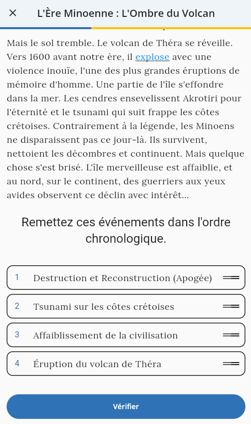 Leçon interactive sur l'ère minoenne