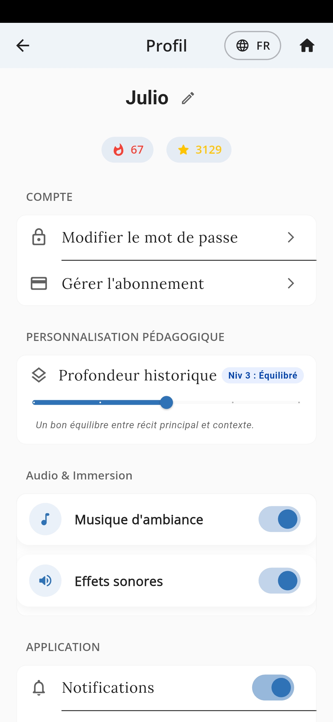 Choix du niveau de profondeur